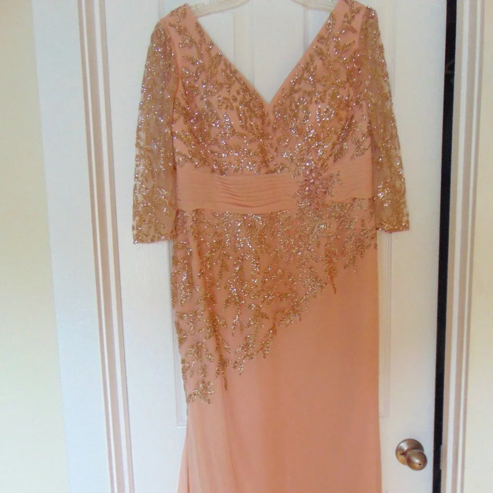 Mother of the Bride peach Chiffon gown by Cameron Blake - Picture 2 of 16